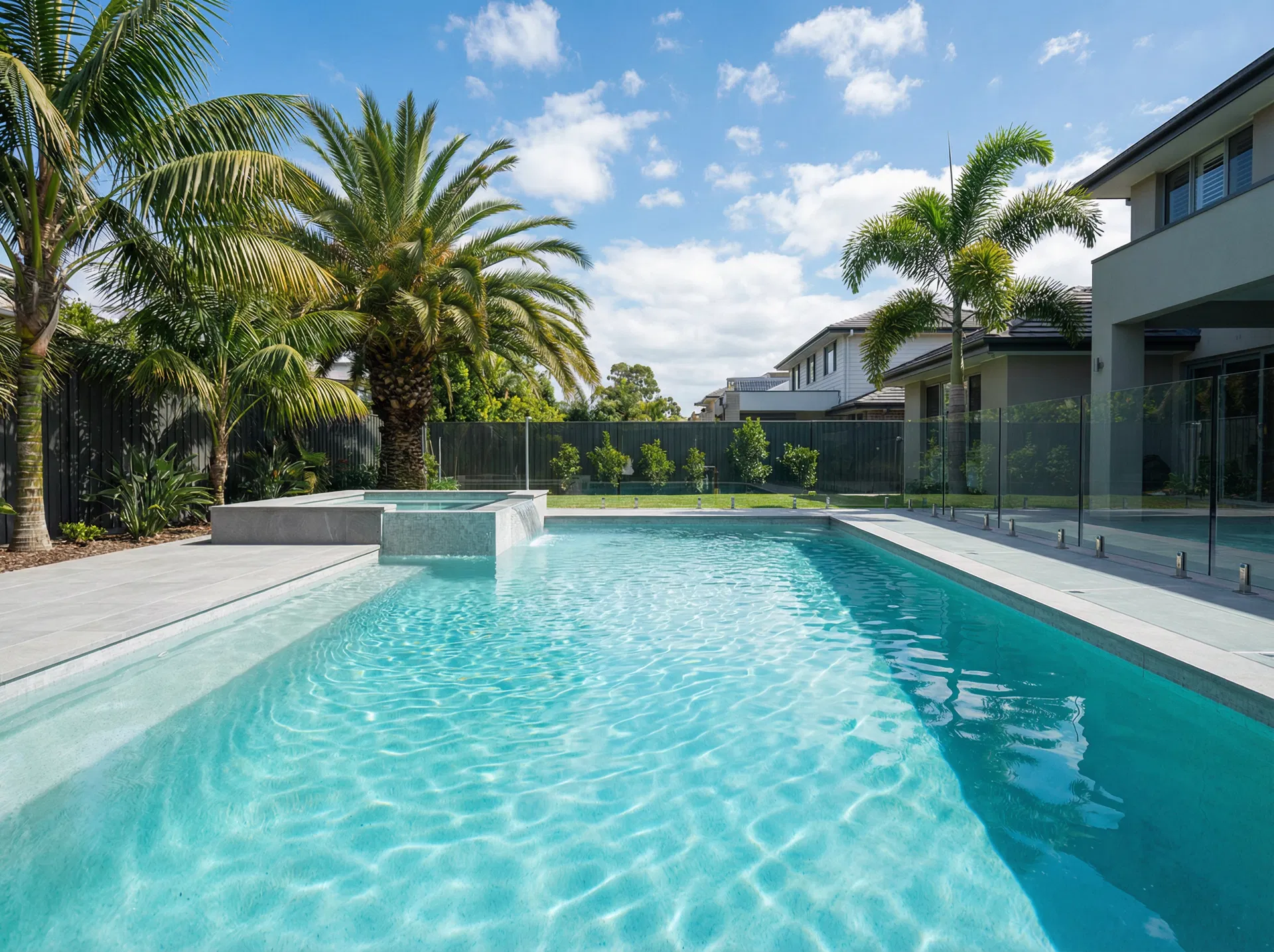 Luxury pool with spa